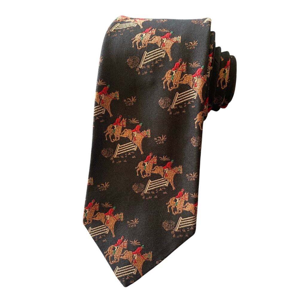 Vintage Robert Talbott Nordstrom Silk Tie Equestrian Horse Jumping Deadstock NOS